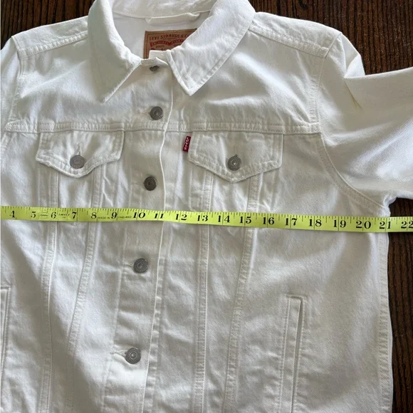 Levi’s Original Trucker Jacket White Denim Pockets Button Front Women’s Size XL - Picture 14 of 15